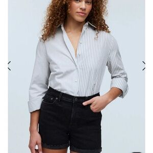 Madewell high rise washed black denim shorts, size 28